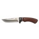 Cuchillo de caza Third 13572PW, con hoja de acero 440 de 12,4 cm acabado satinado, mango de pakkawood y madera negra,funda