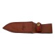 Cuchillo de caza Third H0182W con hoja de acero de 13,2 cm, mango de pakkawood, con funda de piel.