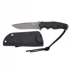 Cuchillo táctico Third H0200BK, con hoja de acero de 12 cm bañada en titanio "Gun Grey", mango de G10,funda