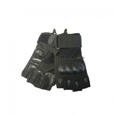 Guantes de proteccion Airsoft Refuerzos Nudillos Dedos cortados KEVLAR Negro