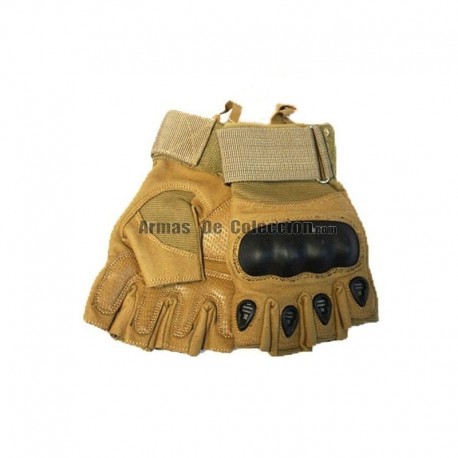 Guantes de proteccion Airsoft Refuerzos Nudillos Dedos cortados KEVLAR Tan